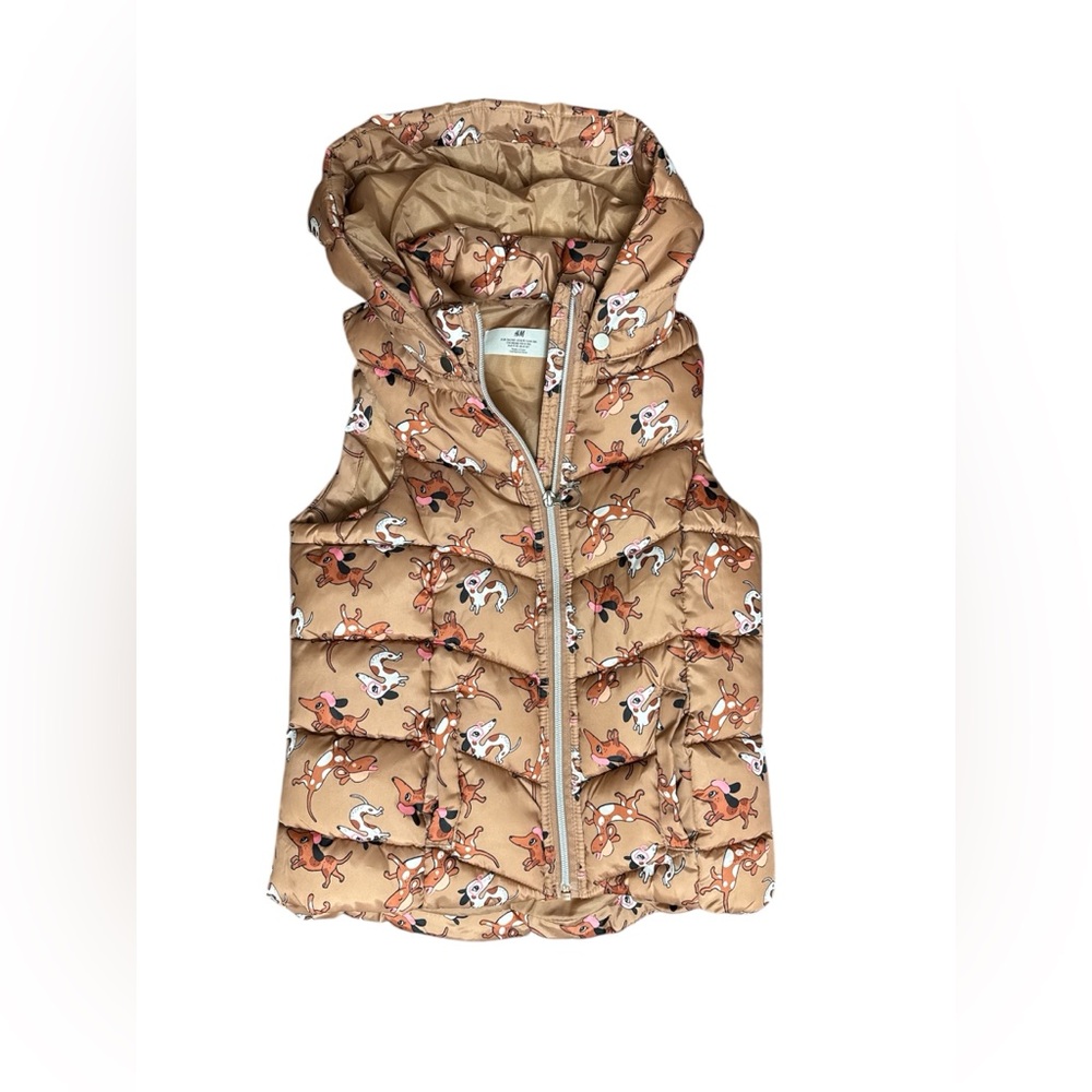 H&M Kids Brown Cartoon Puffer Vest Size 8-10
